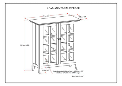 Acadian medium storage cabinet by HouseOfZazla, handcrafted accent cabinet with glass doors on Tampa Home & Garden Store