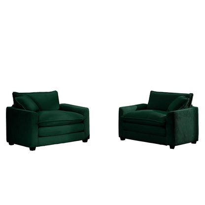 Modern Classic Fabric Single Chair deep seat with pillow in dark green upholstery, pair, on Tampa Home & Garden Store