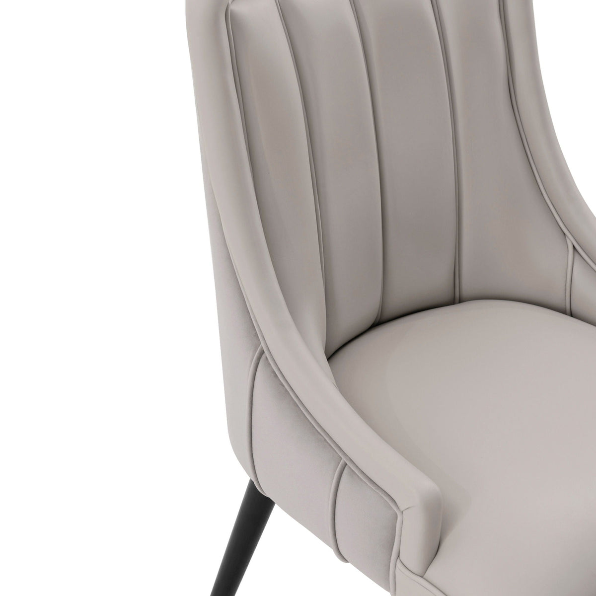 Eda Dining Chair with stitched gray upholstery, channel-back design, HouseOfZazla on Tampa Home & Garden Store