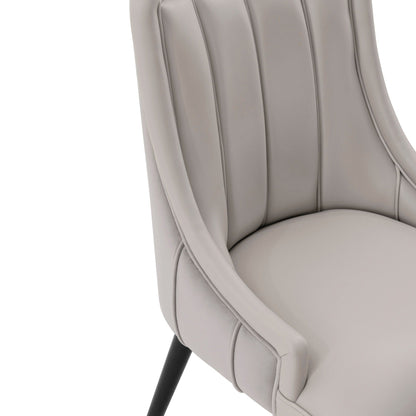 Eda Dining Chair with stitched gray upholstery, channel-back design, HouseOfZazla on Tampa Home & Garden Store