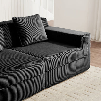 Armless sofa with charcoal corduroy cushions by HouseOfZazla on Tampa Home & Garden Store