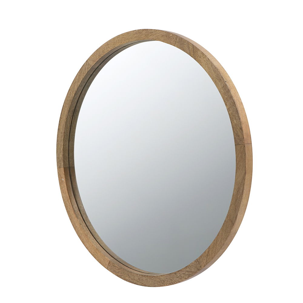 Circle wall mirror with round wooden frame by HouseOfZazla for living room decor on Tampa Home & Garden Store