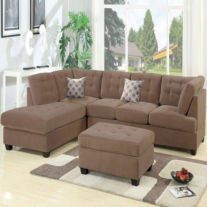 Truffle suede sectional sofa with tufted cushions and pillows, reversible chaise HouseOfZazla on Tampa Home & Garden Store