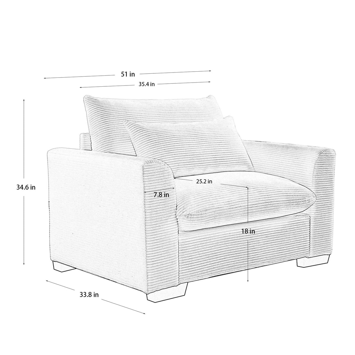 Beige Corduroy Deep Seat and Accent Chair