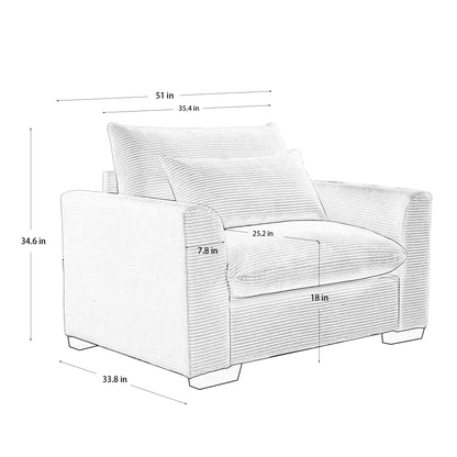Beige Corduroy Deep Seat and Accent Chair