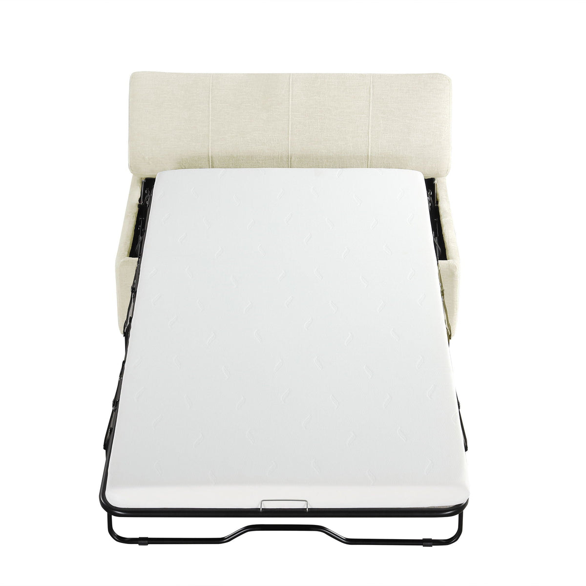 Twin size folding ottoman sleeper bed with mattress beige, HouseOfZazla convertible guest bed on Tampa Home & Garden Store