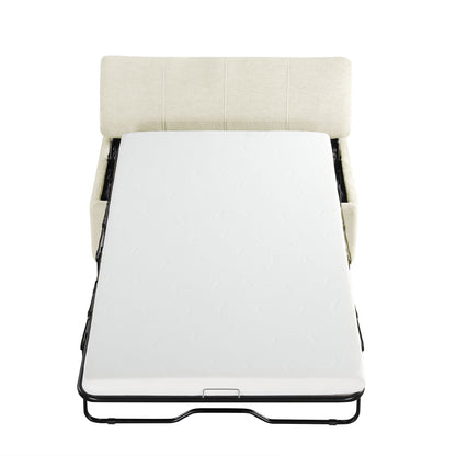 Twin size folding ottoman sleeper bed with mattress beige, HouseOfZazla convertible guest bed on Tampa Home & Garden Store