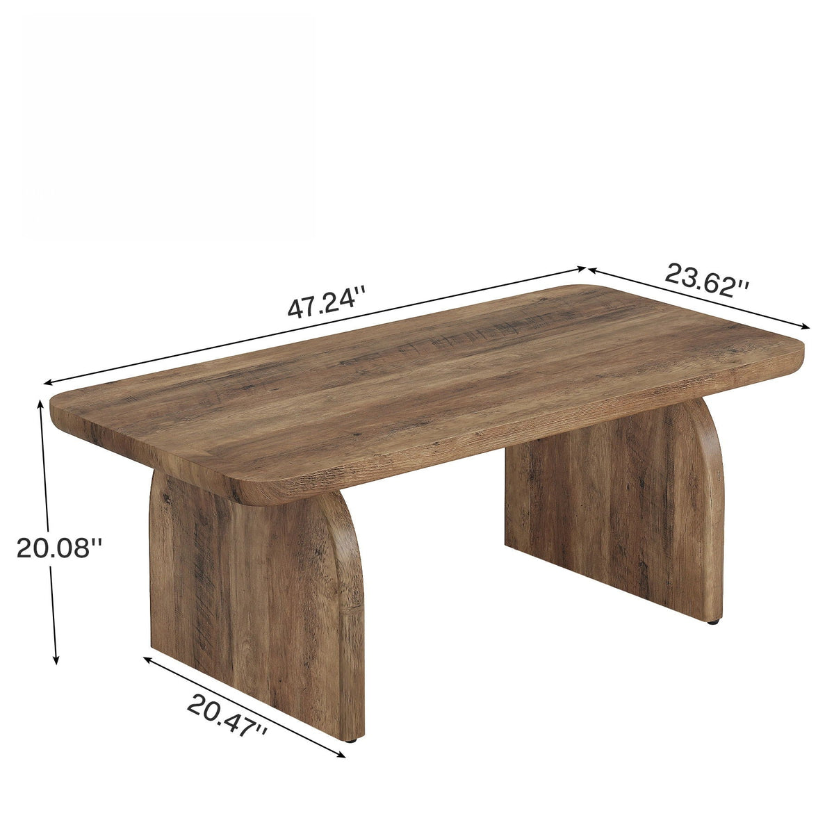Rectangle coffee table brown wood with H-base by HouseOfZazla 47.24in L x 23.62in W on Tampa Home & Garden Store