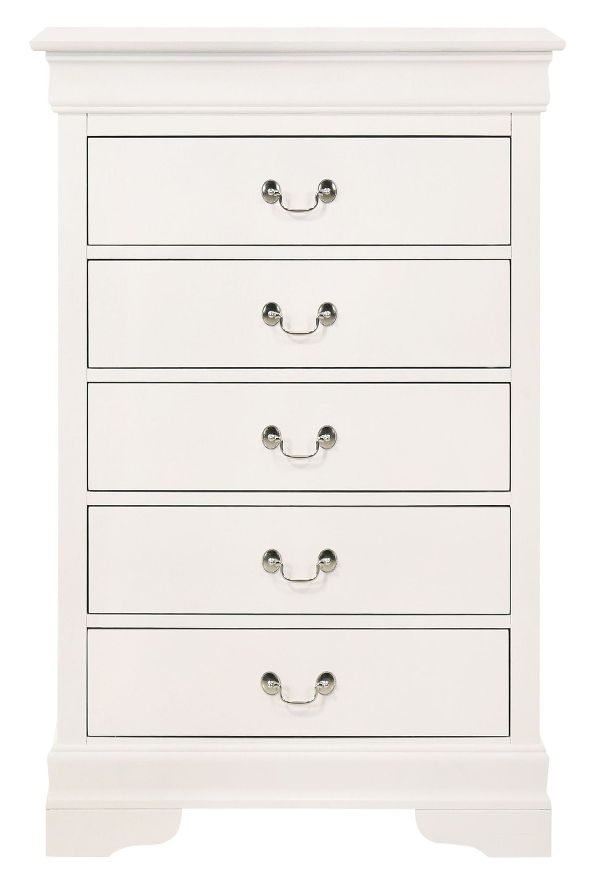 Louis Phillipe Accent Chest white finish with silver drawer pulls, vintage storage on Tampa Home & Garden Store