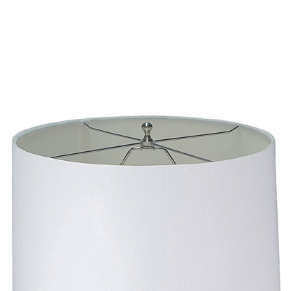 D16x30 Glass Table Lamp white fabric shade with chrome metal harp by HouseOfZazla on Tampa Home & Garden Store