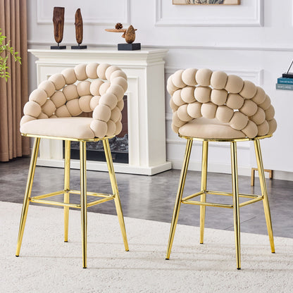 Ball Chain Bubble Tufted Bar Chairs Set Of Two