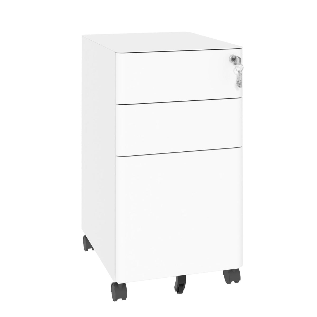 White 3-drawer mobile file cabinet with lock and caster wheels, HouseOfZazla on Tampa Home & Garden Store