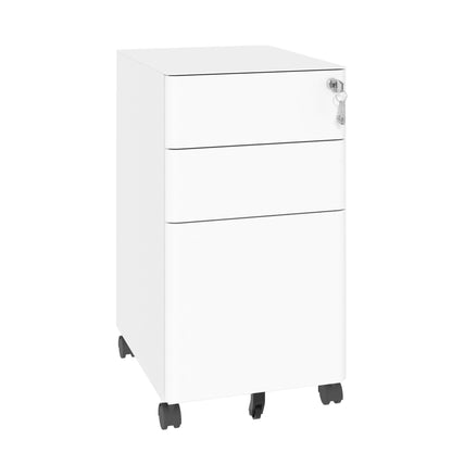 White 3-drawer mobile file cabinet with lock and caster wheels, HouseOfZazla on Tampa Home & Garden Store