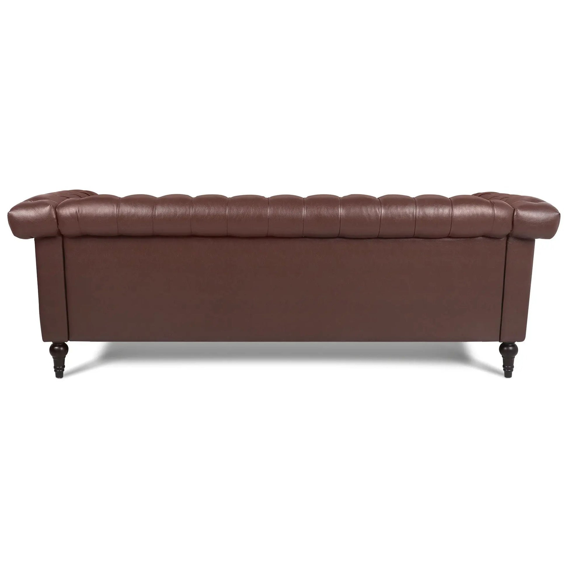 Traditional square-arm removable cushion 3 seater sofa in brown leather on Tampa Home & Garden Store