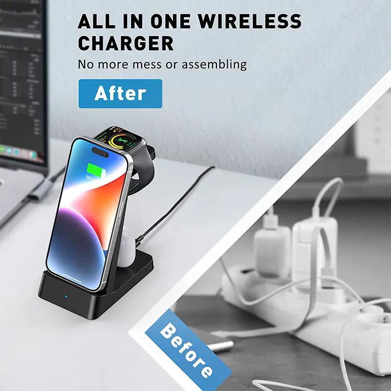 Wireless Charger 18W All-in-One by FLIPSTYLEZLLC black desk stand charges phone and watch on Tampa Home & Garden Store