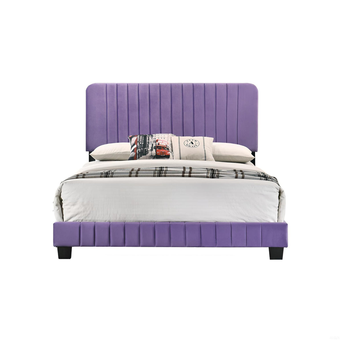 Channel Tufted Bed purple upholstered headboard with vertical channel tufting on Tampa Home & Garden Store