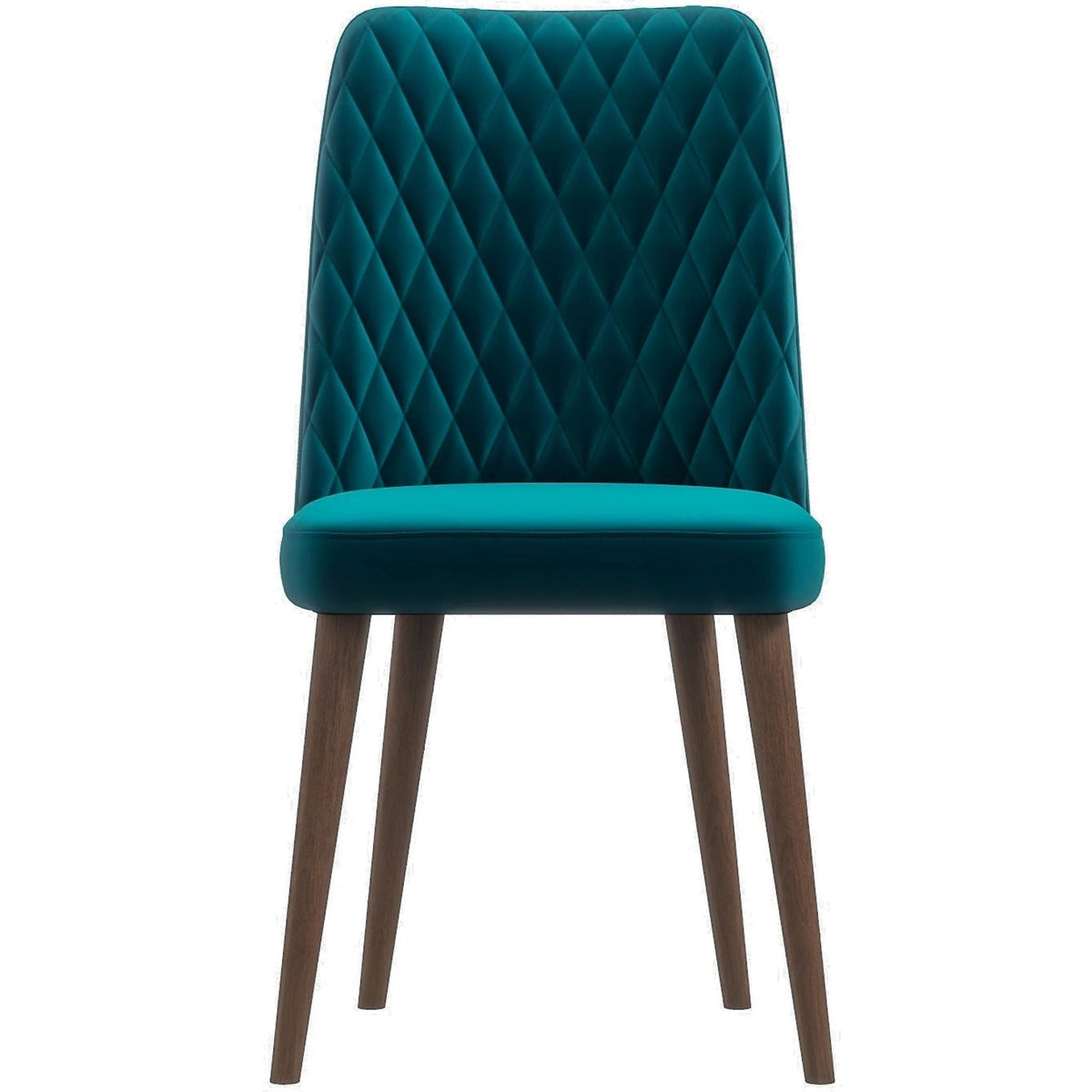 Mid-century modern teal velvet dining chair with diamond-stitched back on Tampa Home & Garden Store
