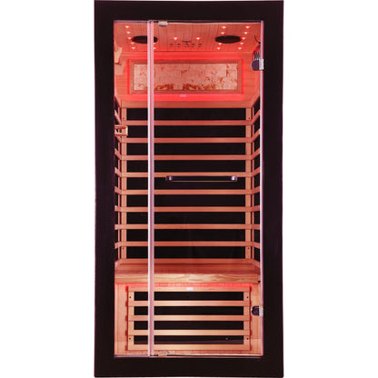 Single-Person Starlight Ceiling Lighting Sauna with red LED, American White Oak by HouseOfZazla on Tampa Home & Garden Store