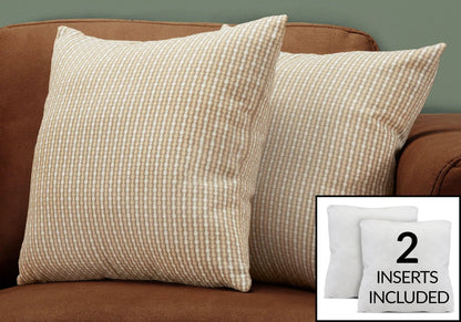 Square decorative throw pillow beige striped fabric insert included Unique Piece Furniture on Tampa Home & Garden Store