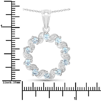 Pendant necklace in .925 silver with blue aquamarine and white topaz, 1.10ct, by Bids.com on Tampa Home & Garden Store