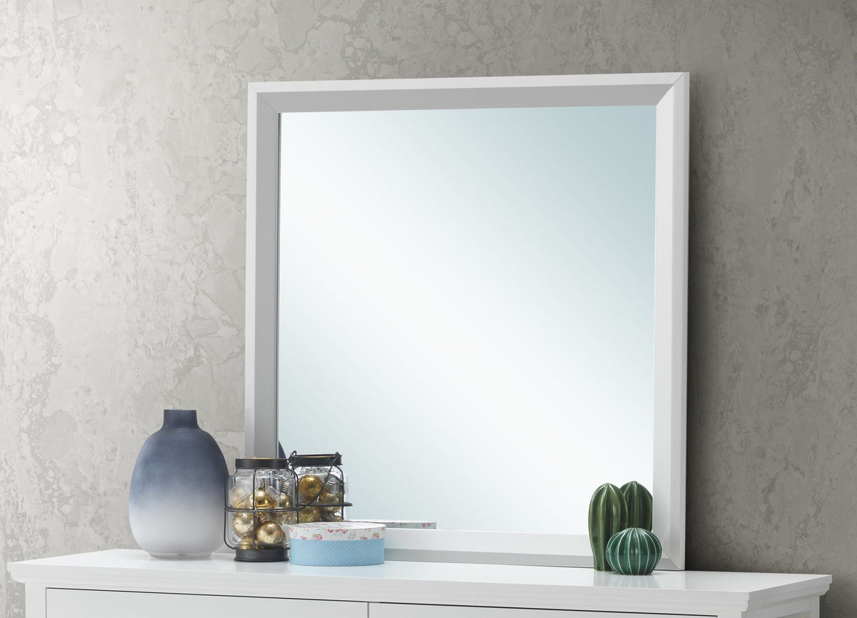 Primo Square Wall Mirror white frame by HouseOfZazla for modern bathrooms on Tampa Home & Garden Store