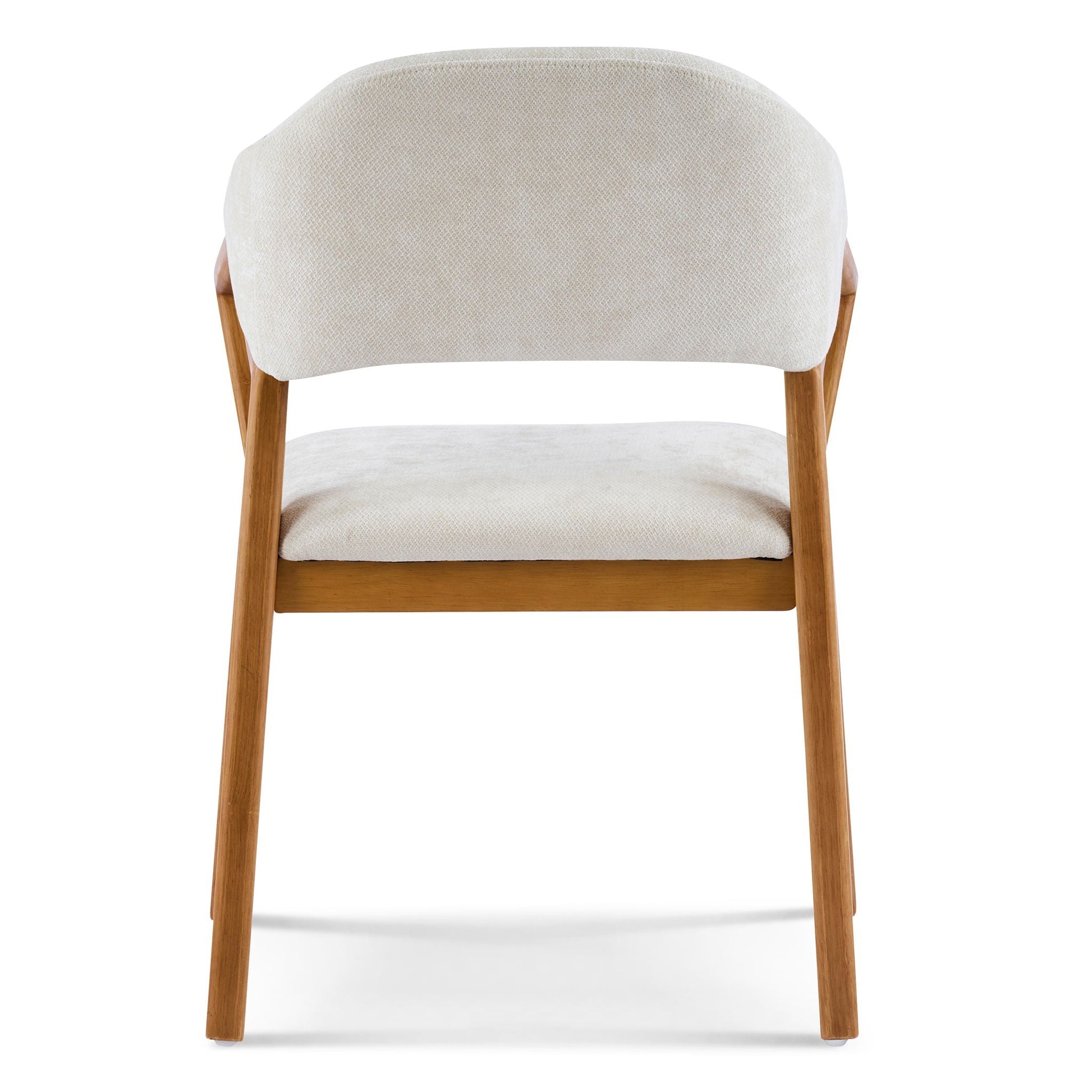 Indoor Upholstered Dining Armchair beige fabric with teak wood legs HouseOfZazla on Tampa Home & Garden Store