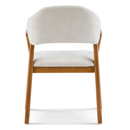 Indoor Upholstered Dining Armchair beige fabric with teak wood legs HouseOfZazla on Tampa Home & Garden Store