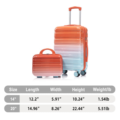 2pc spinner luggage set gradient orange to blue with lock by HouseOfZazla on Tampa Home & Garden Store