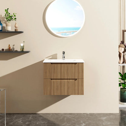 Wall Mounted Vanity & Sink, wood vanity, white sink, chrome faucet by Unique Piece Furniture on Tampa Home & Garden Store