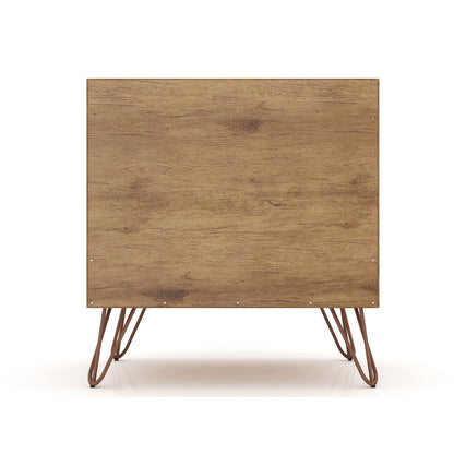2 Drawer Nightstand by HouseOfZazla with brown wood finish and splayed metal legs on Tampa Home & Garden Store