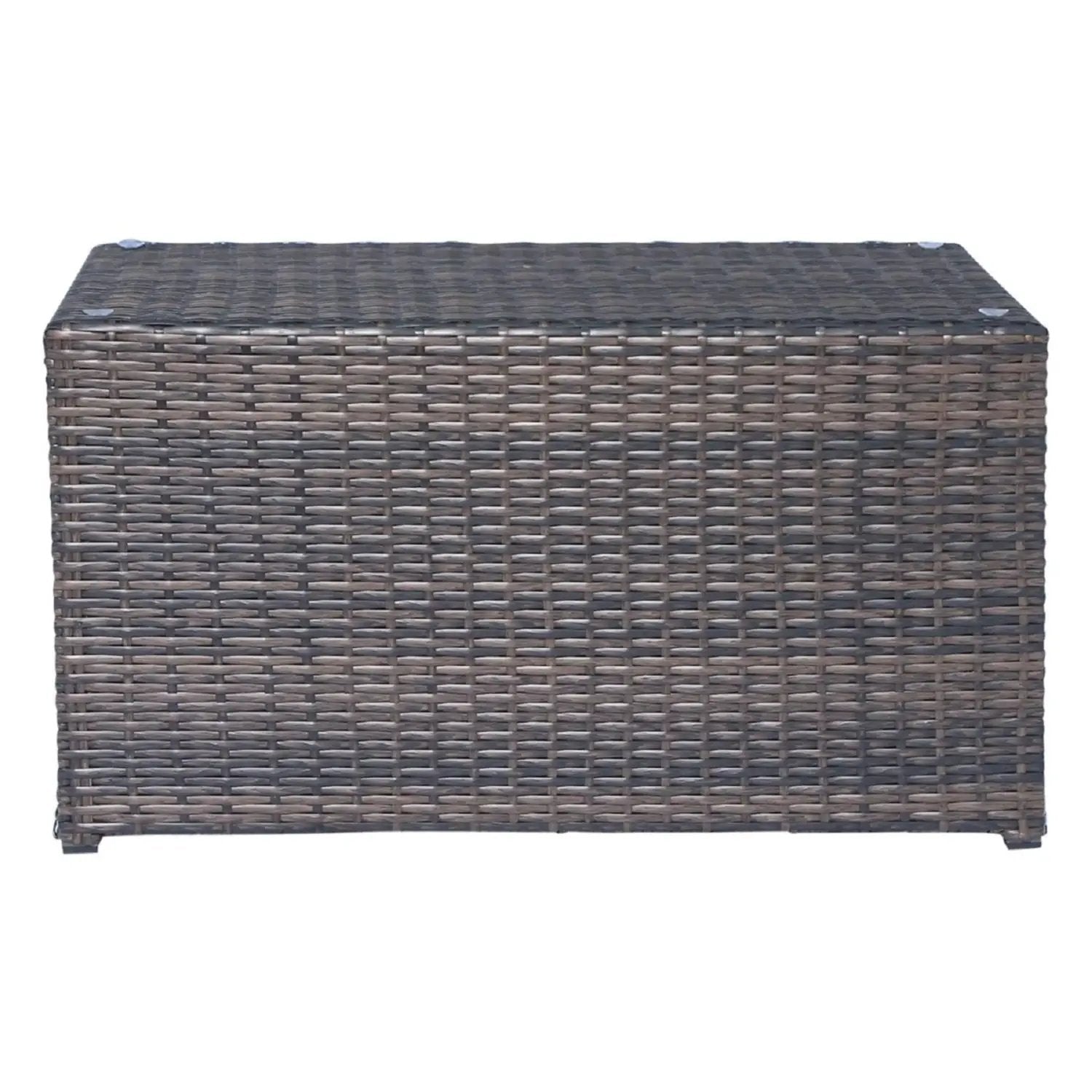 Dark brown woven rattan outdoor coffee table for 2-piece patio set with resin weave on Tampa Home & Garden Store
