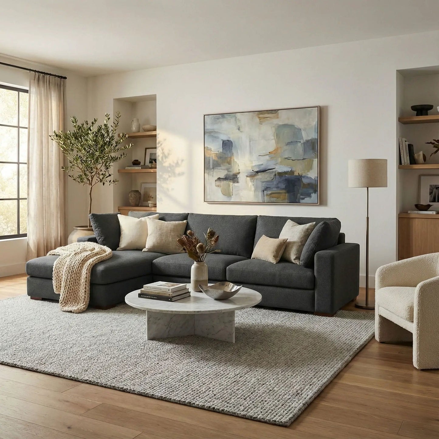 Charlie Upholstered Deep Seater Sectional Sofa