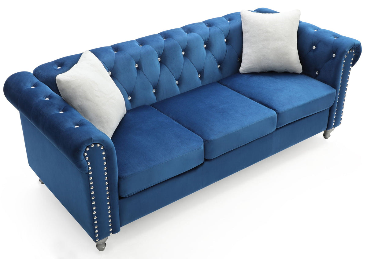 the Raisa Tufted Sofa and Nailhead Accents
