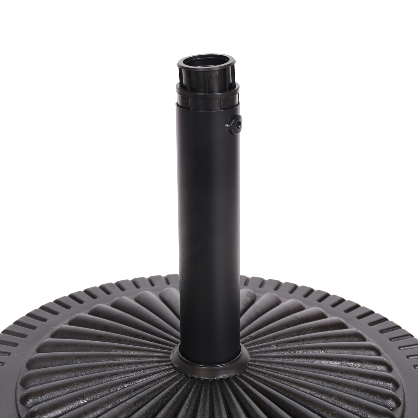 Black Rock Resin Outdoor Umbrella Base with Steel Support in Black Finish HouseOfZazla on Tampa Home & Garden Store