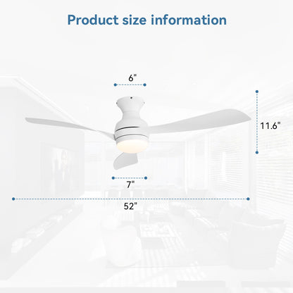Ceiling fan 52in low-profile with lights by HouseOfZazla, dimmable LED on Tampa Home & Garden Store