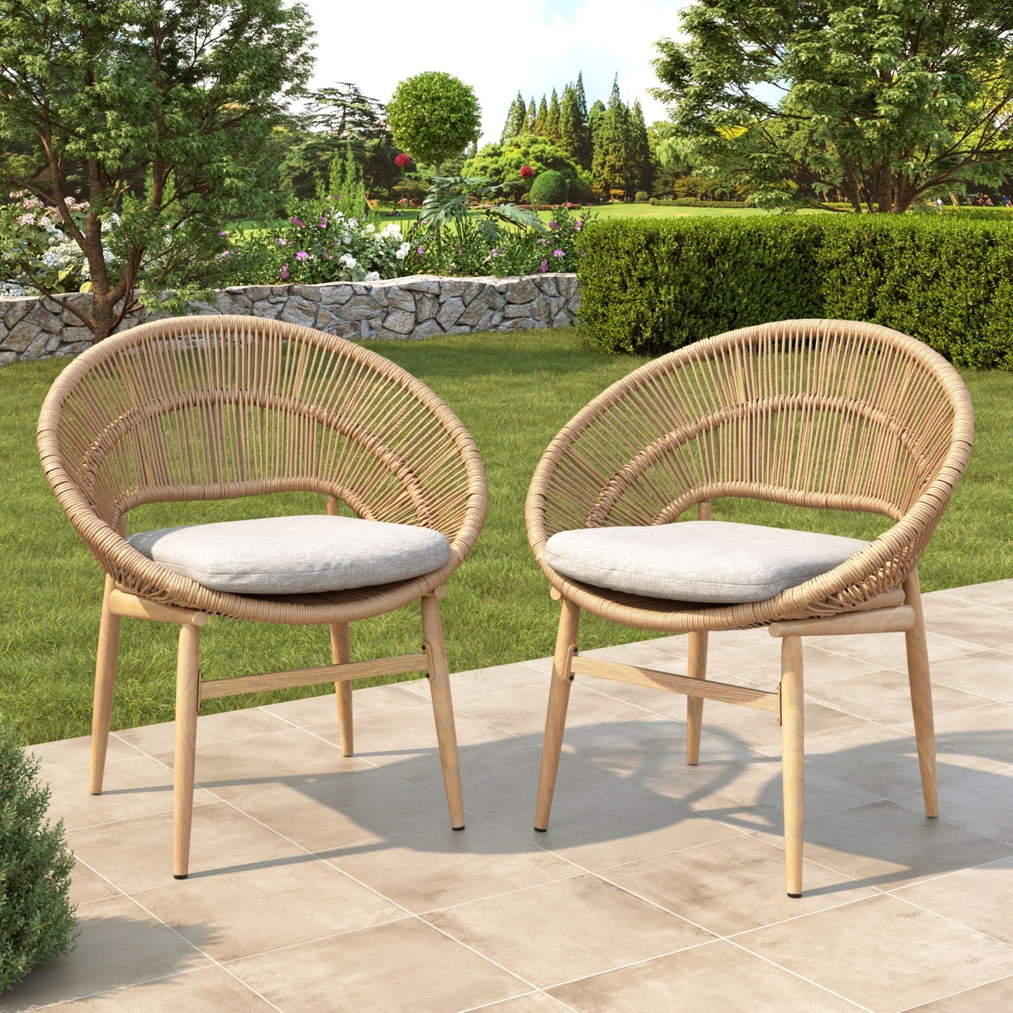 Cyril Rustic Modern Outdoor Papasan Dining Chair
