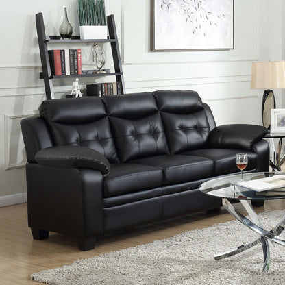 Eaton Black Padded Sofa and Tufted Backrest
