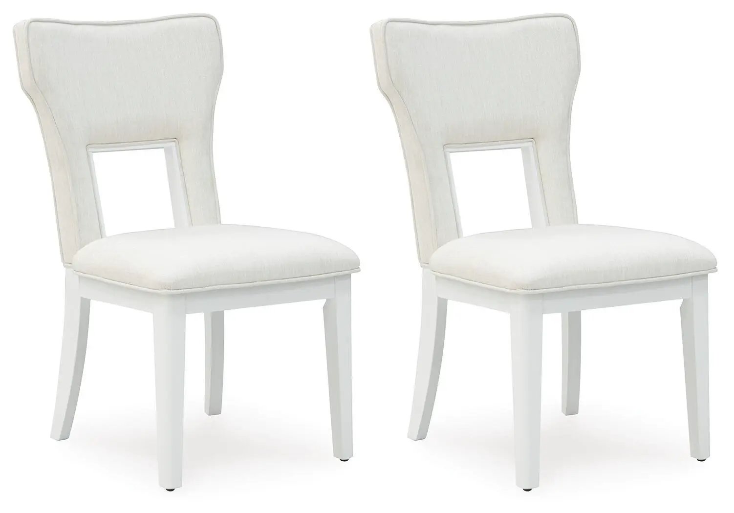 Chalanna dining upholstered side chair set of 2 in white with cushioned seats and white legs on Tampa Home & Garden Store