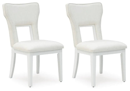 Chalanna dining upholstered side chair set of 2 in white with cushioned seats and white legs on Tampa Home & Garden Store