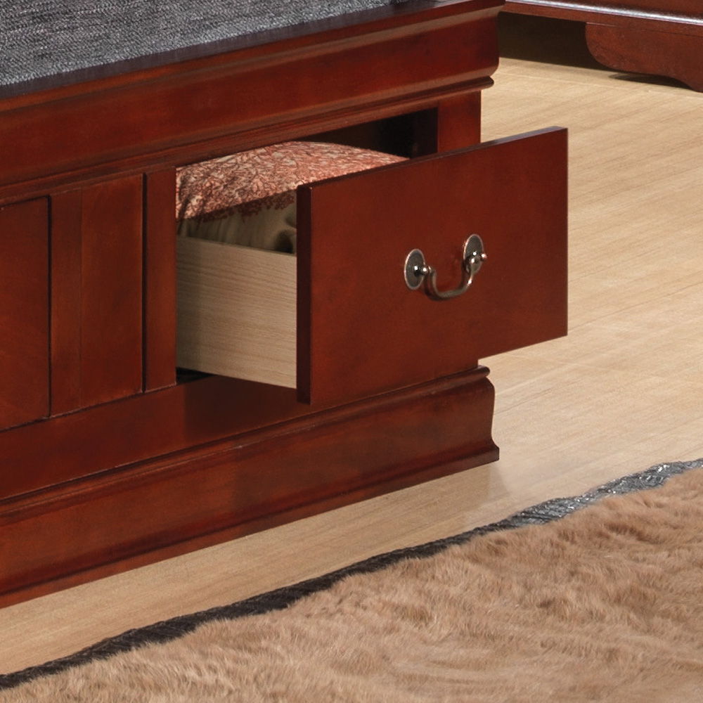 Traditional Style Bookcase Storage Bed by HouseOfZazla in dark brown wood with open drawer on Tampa Home & Garden Store