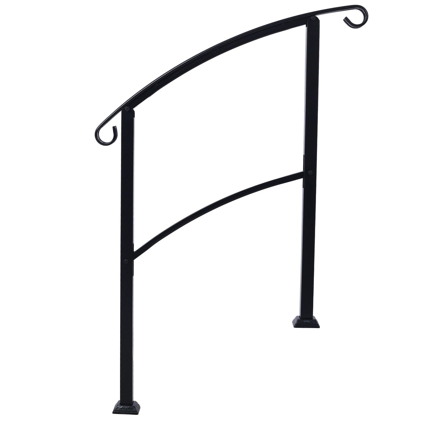 Sturdy Black Outdoor Steps and Porch Handrail