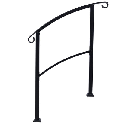 Sturdy Black Outdoor Steps and Porch Handrail