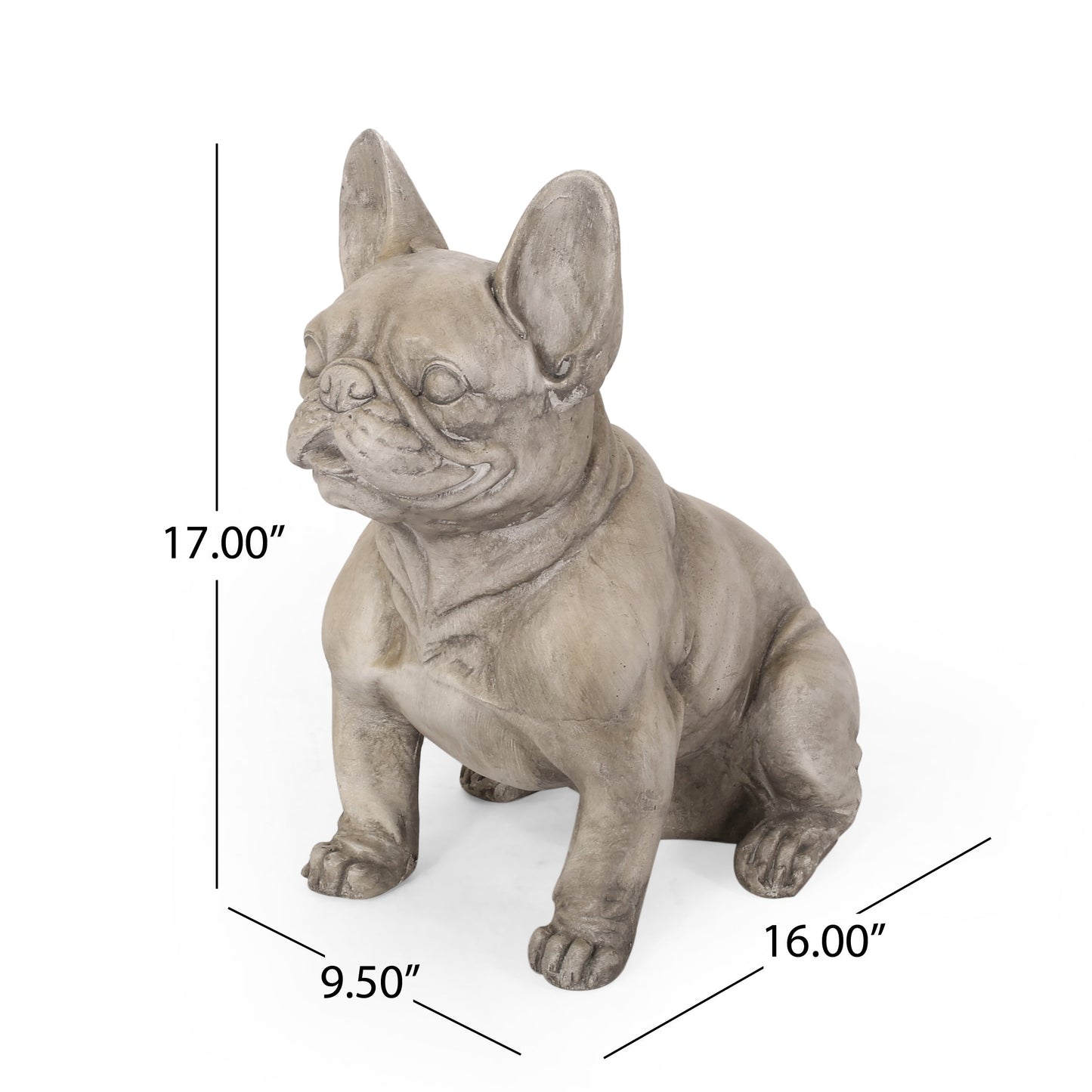 Dog garden statue outdoor French Bulldog by HouseOfZazla in gray concrete finish on Tampa Home & Garden Store