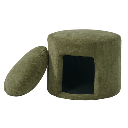 Green Pet Friendly Ottoman with removable cushion and hidden pet nook by HouseOfZazla on Tampa Home & Garden Store
