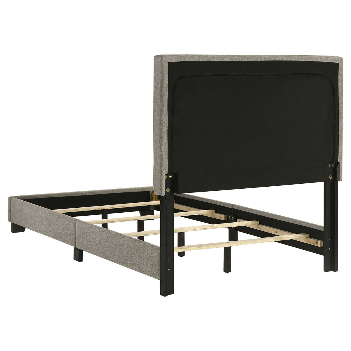 Efram Panel Bed by HouseOfZazla with upholstered headboard and storage drawer and black frame on Tampa Home & Garden Store