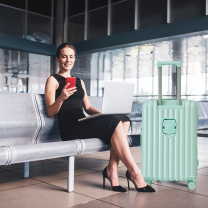 HouseOfZazla 3-piece spinner luggage set mint green with cup holder USB port and phone holder on Tampa Home & Garden Store