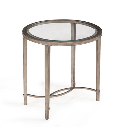 Copia Oval End Table Antiqued Silver Crafted