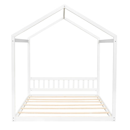 Wooden House Bed With Headboard white canopy HouseOfZazla on Tampa Home & Garden Store