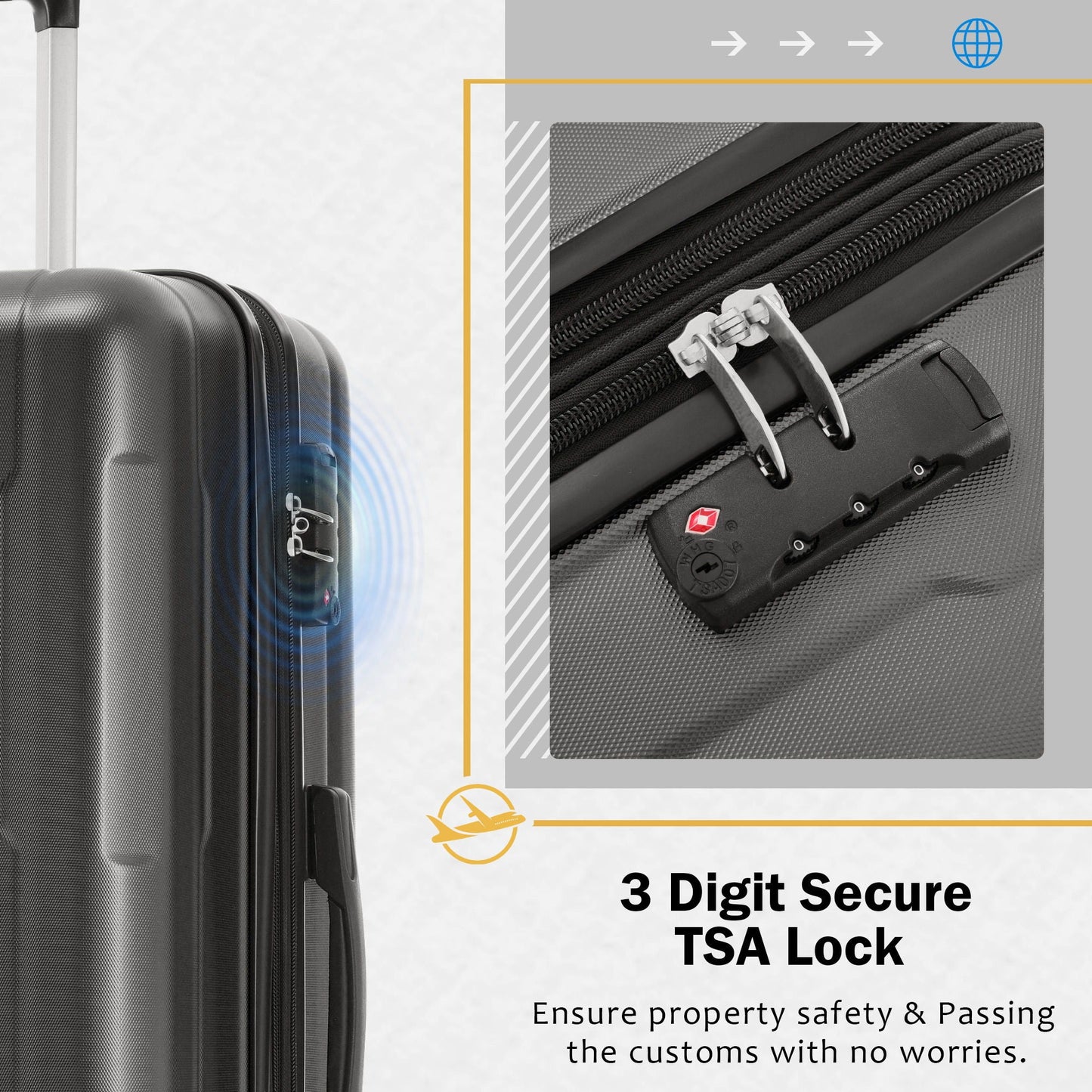 2 piece ABS luggage set with expandable spinner wheels and TSA lock 20in / 28in on Tampa Home & Garden Store