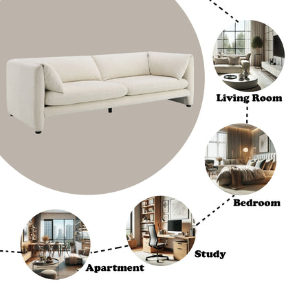 Jaeda Beige Boucle Sofa by HouseOfZazla with beige boucle fabric on Tampa Home & Garden Store